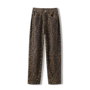 for Women Retro Print Fashion Y2k Jeans Waisted Leopard High