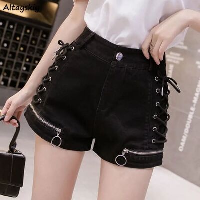 Women Designer Shorts Bandage Zipper Sexy Hot Girls Club-wea