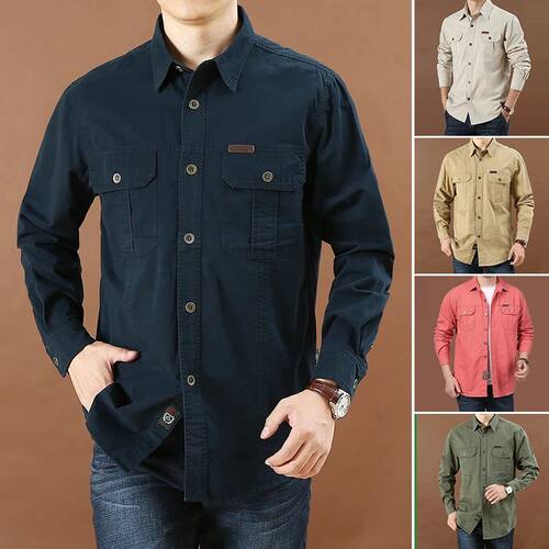 2023 Spring Autumn Denim Men Shirts Long Sleeve 100% Cotton