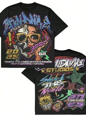 Y2k Style Pattern Print Men Women Casual Soft Cotton T-shirt