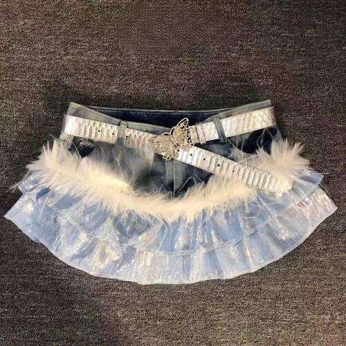 Y2K Millennial Spice Girl Denim Patchwork Skirt High Street