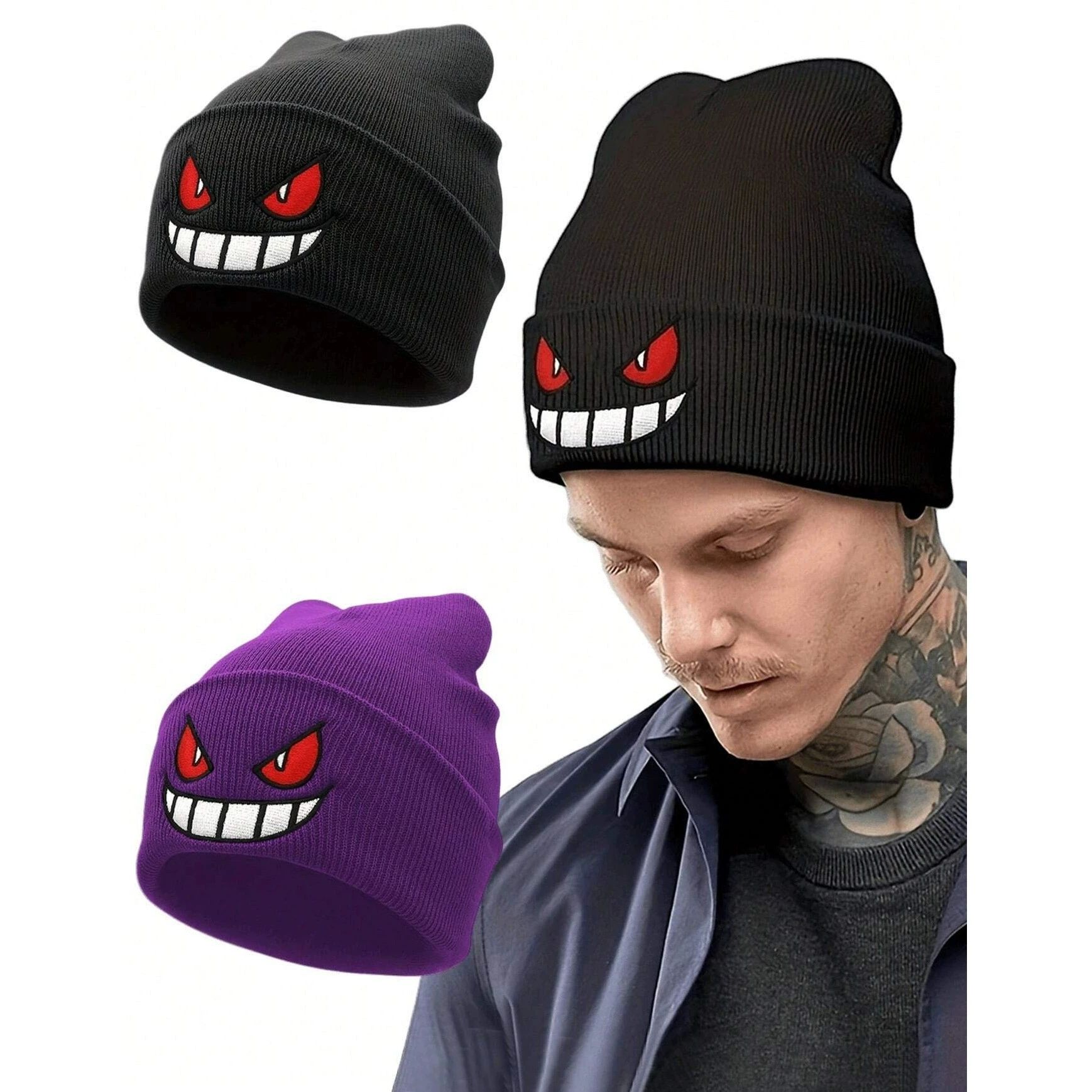 1pc Embroidered Knitted Hat Popular American Anime Cartoon E