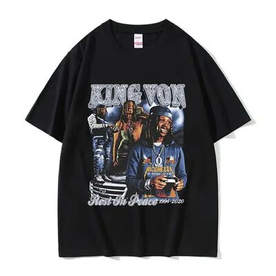 Rapper K-King Von Graphic T Shirt Men's Hip Hop Gothic Fashi