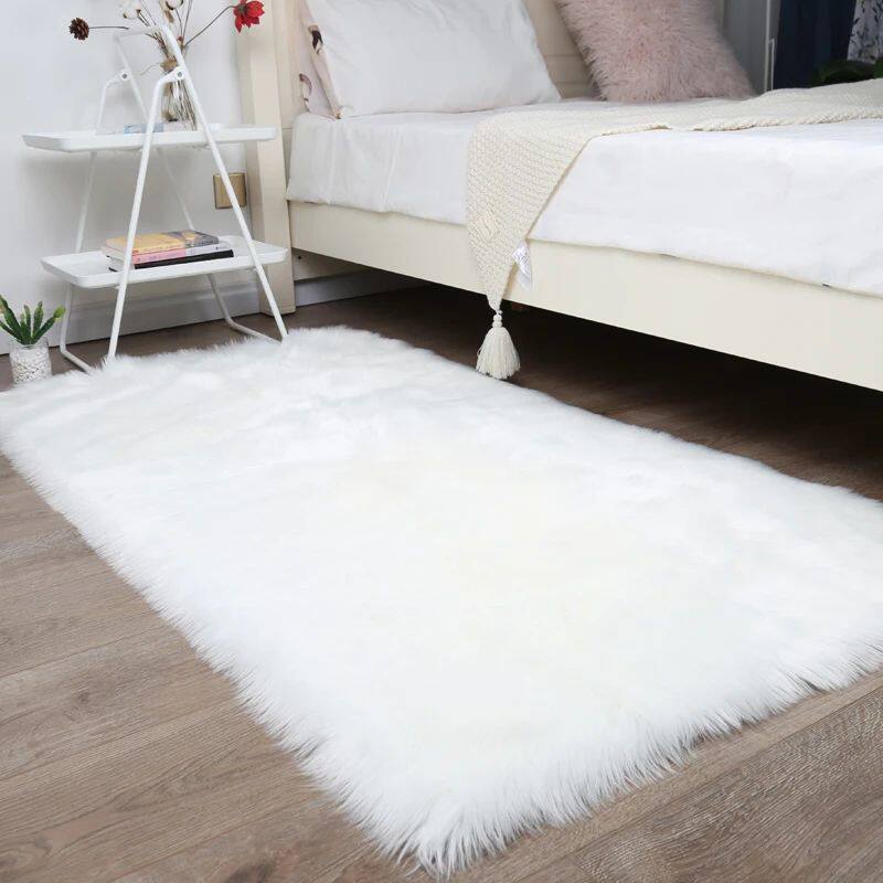 Thick White Carpet Soft Fur for Living Room Plush Rug Bedroo