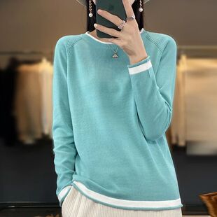 100% Cotton Knitwear Women's Round Neck Sweater Spring And S