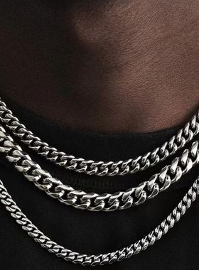 Basic Punk Stainless Steel 3,5,7mm Curb Cuban Necklaces For