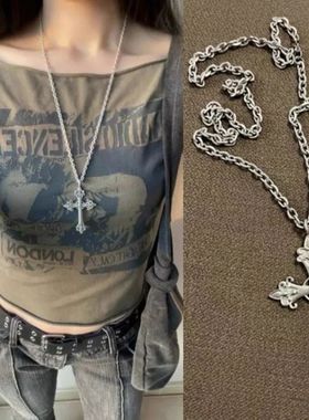 Summer Black Rhinestone Cross Jesus Pendant Choker Necklace