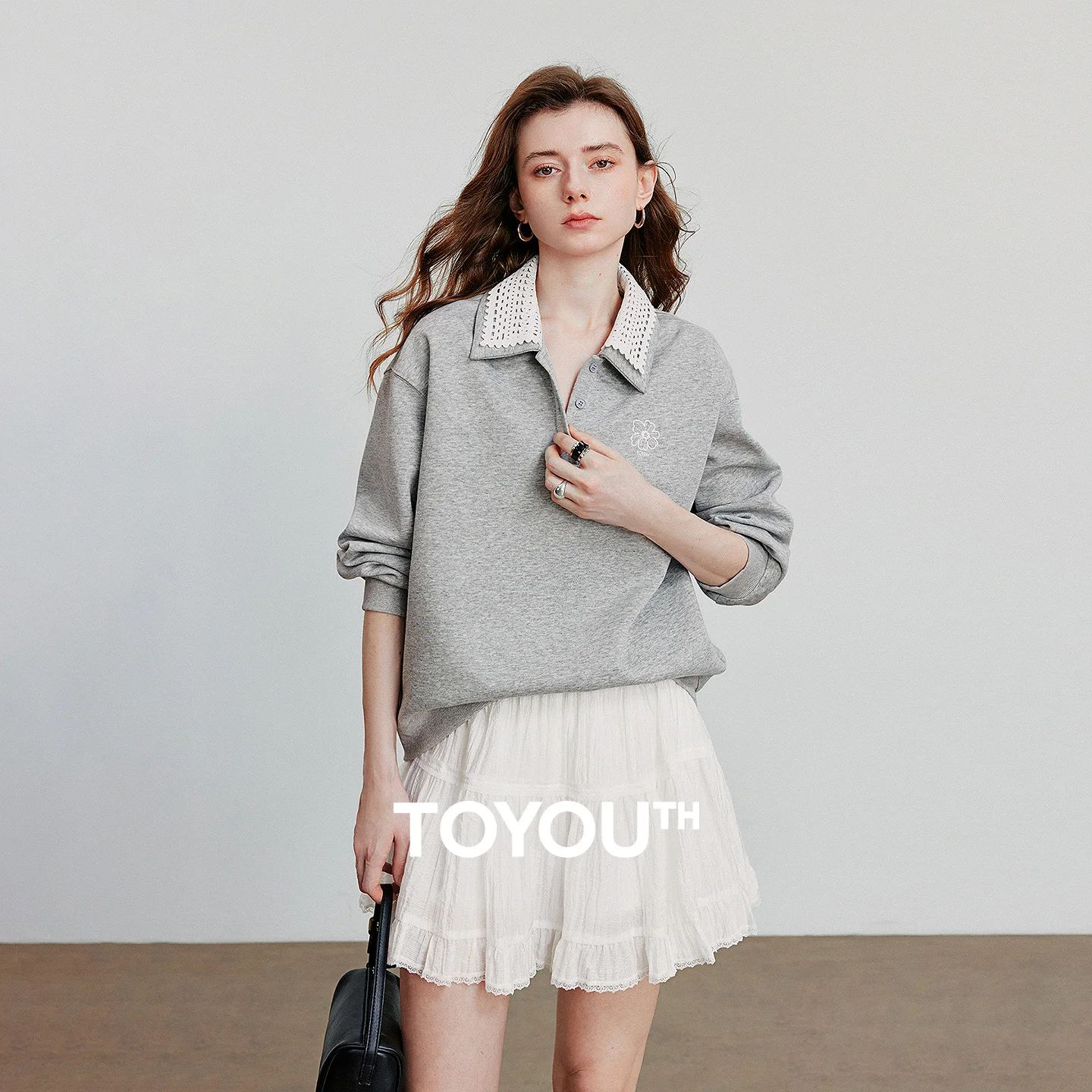 TOYOUTH Women Sweatshirt 2025 Autumn New Green Velvet Embroi