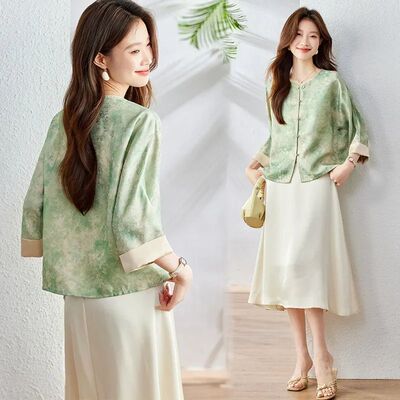 Summer New Style Loose Double-Sided Silk Jacket with Button