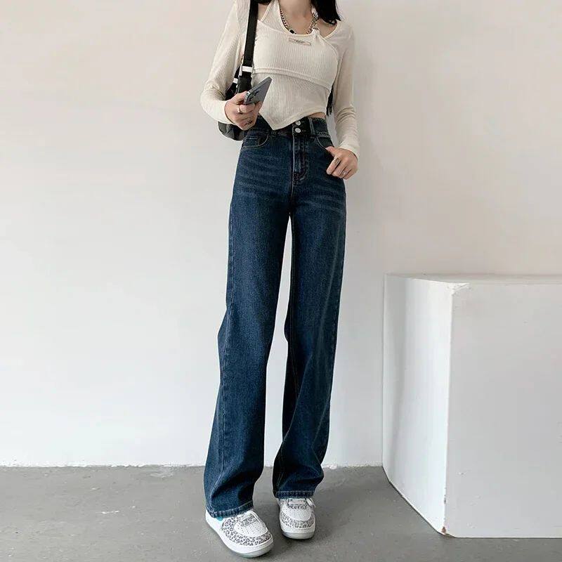 Loose Straight Women's Jeans Fashion Stretch Soft Drape Mult