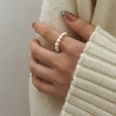 Cute Minimalist Pearl Beaded Rings for Women Korean Irregula