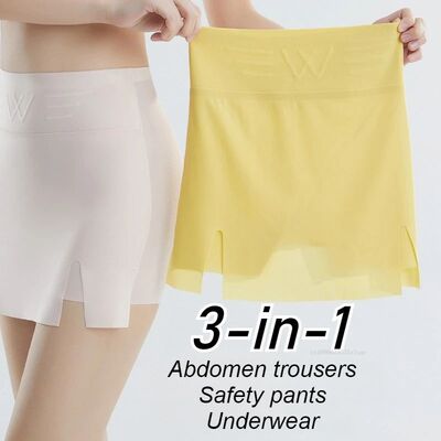 Summer Women's Double Layer Safety Pants with High Waist Ice
