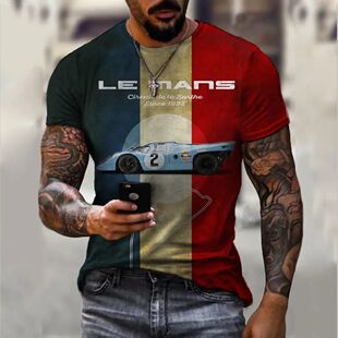New Arrives Men's Tshirt Lemans Car Vintage Pattern T shirts