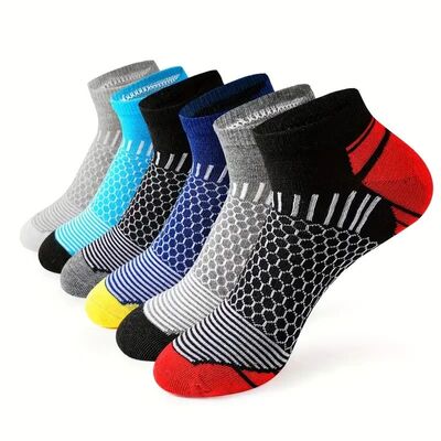 6 Pairs High Qualit Athletic Socks Men's Ankle Socks Running