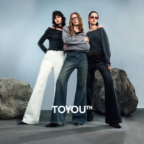 TOYOUTH Women Denim Jeans 2025 Autumn New Retro Lycra Micro