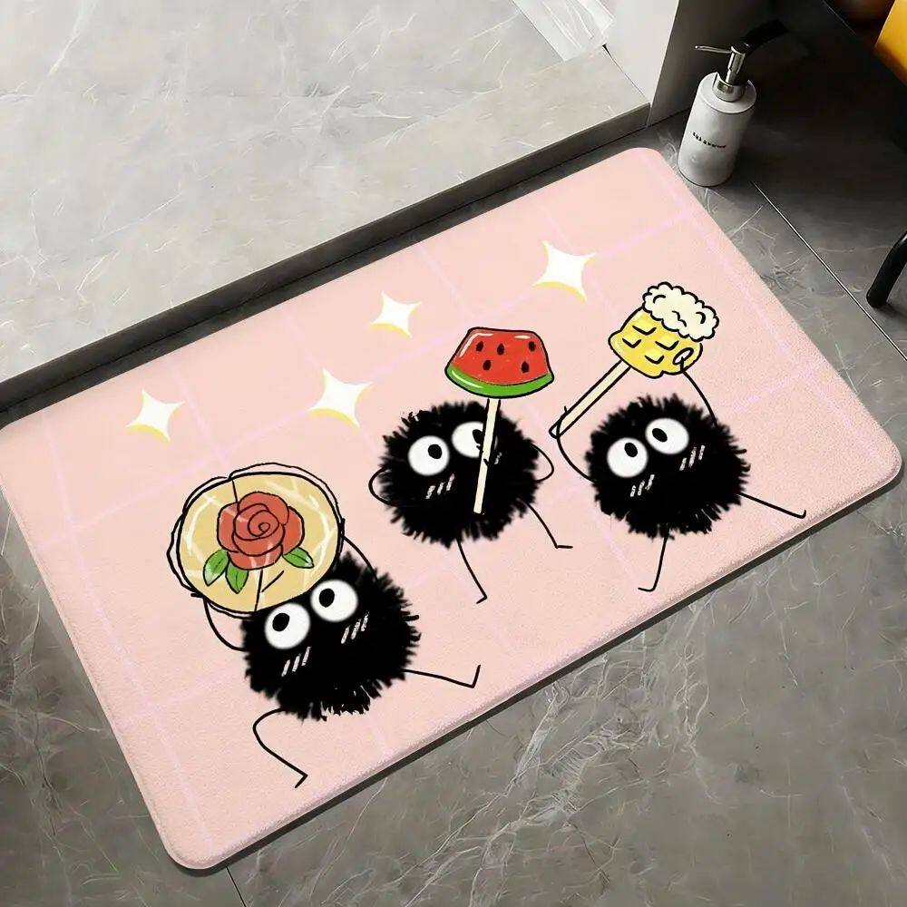 Cute Coal Elf Floor Mat Flannel Rugs Soft Winter Warmth Floo