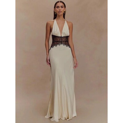 Mozision Summer Backless Sexy Maxi Dress Women Gown Patchwor