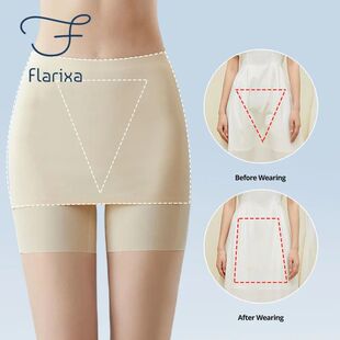 Flarixa Women Ice Silk Safety Shorts High Waist Double Layer