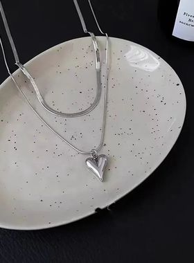 LATS Double Layered Love Heart Pendant Necklace for Women Si