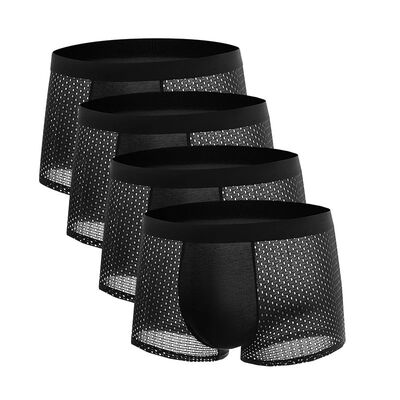 4pcs Men's Underwear Ice Silk Mesh Men Boxershorts Plus Size