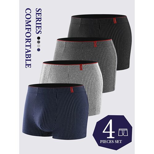 4 pieces of men's boxer underwear Soft, breathable and comfo
