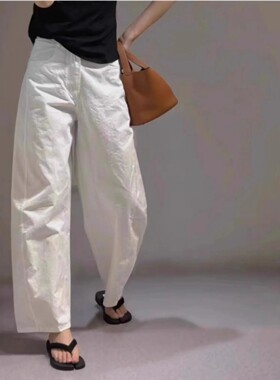 White Cotton and Linen Pants Loose Lazy Casual Pants Women's