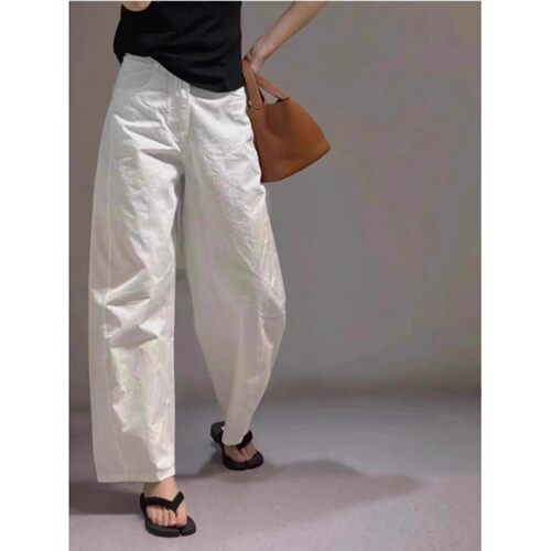 White Cotton and Linen Pants Loose Lazy Casual Pants Women's