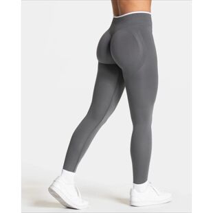 Women's Seamless Gym Solid Color Sports Pants White Edge Wai