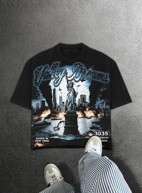 Statue of Liberty Graphic T Shirts Oversized Y2k Tops Haraju