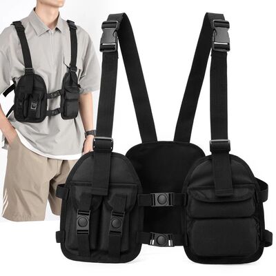 Unisex Exercise Chest Pack Multi-pocket Vest Backpack Man Hi