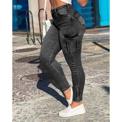 Women's Skinny Jeans 2025 Summer New Fashion Solid Color But