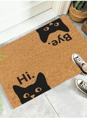 Black Cat Carpet Welcome Mat Cute Cartoon Nonslip Area Doorm