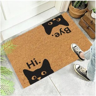 Black Cat Carpet Welcome Mat Cute Cartoon Nonslip Area Doorm
