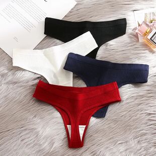 Panties Fashion Cotton Women Unde Soft Thongs 4Pcs Striped
