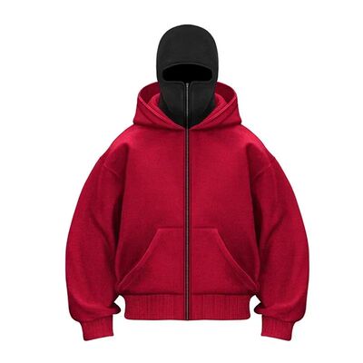 Balaclava Men Zip Hoodie Winter Warm Casual Sweatshirt Y2K w