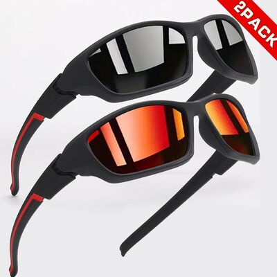 2PCS Colorful Sports Sunglasses - Wraparound Design, UV400 U