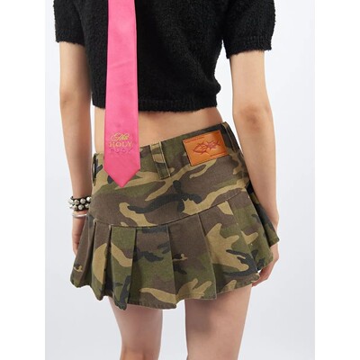2023 New Retro American Baddie Camo Print Mini Skirt Y2K Swe