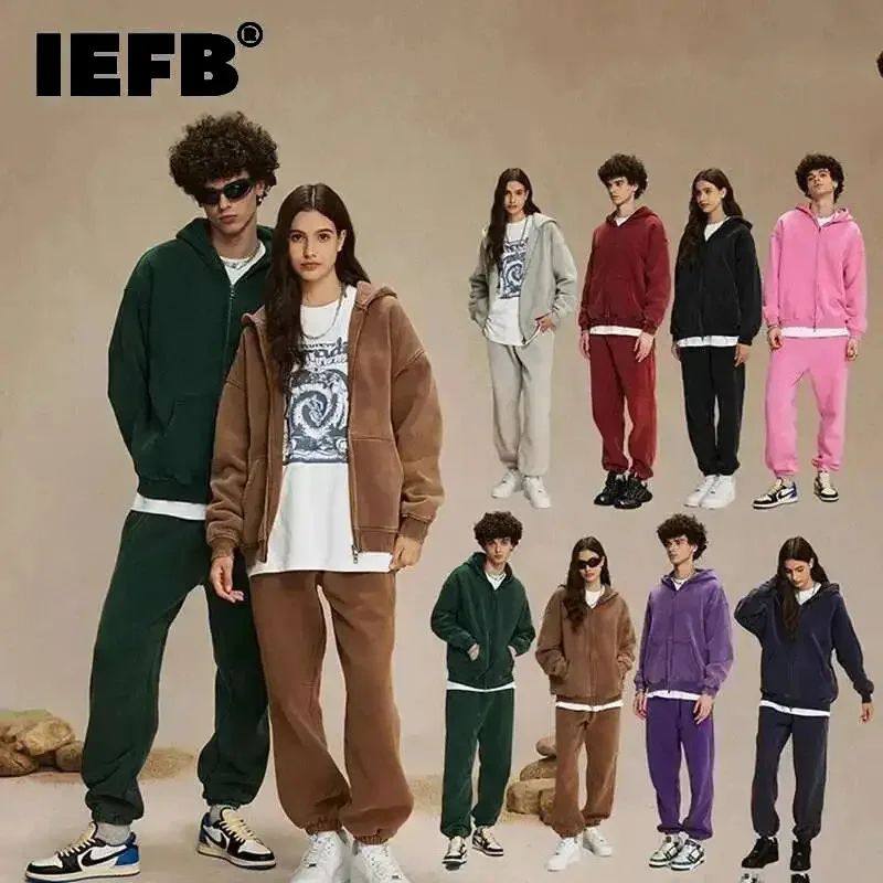 IEFB Men's Wear Wax Printing Vintage Male Hoodies Oversized