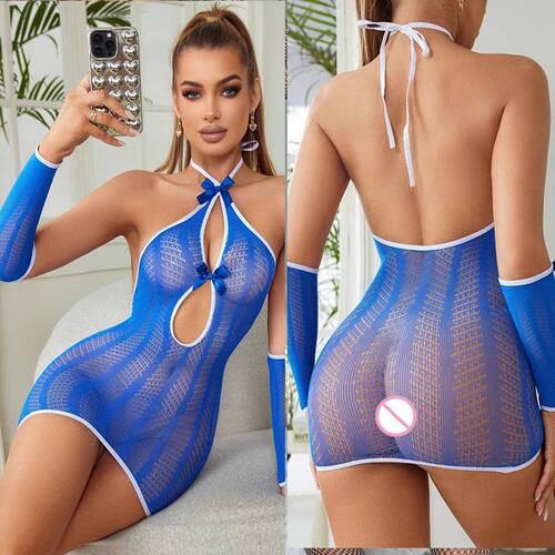 Lingerie dress Sexy hollowed out erotic lingerie hanging nec