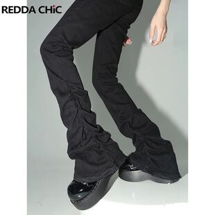 REDDACHiC Stacked Flare Jeans Women Black Trousers Goth Retr