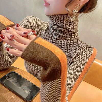Women's Clothing Vintage All-match Patchwork Knit Pullover A