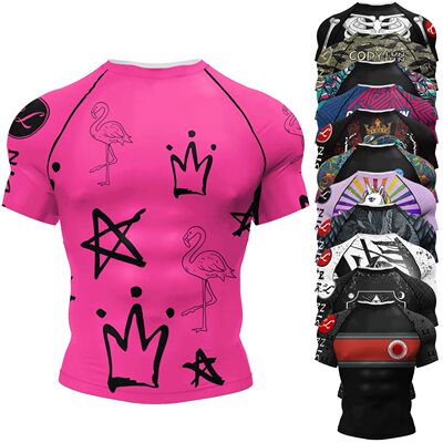 Cody Lundin Short Sleeve Pink Mens Jiu Jitsu BJJ No Gi Rash