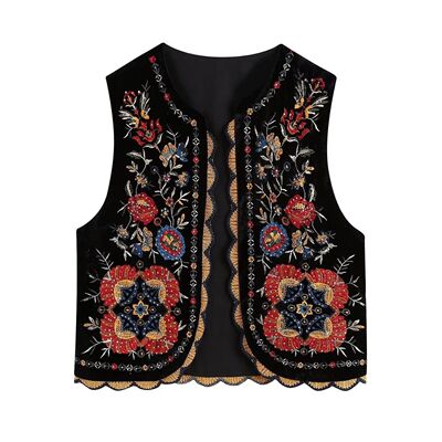 Vintage Women Embroidered Floral Vest Tops y2k Aesthetic Sle