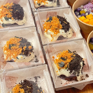 血糯米紫米芋泥包装盒奶酪球奶盖砖开花麻糍白玉丸子摆摊打包盒子