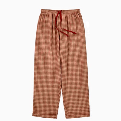 宜色家小暖流单长裤100%棉四层纱布加厚家居裤宽松舒适直筒睡裤女