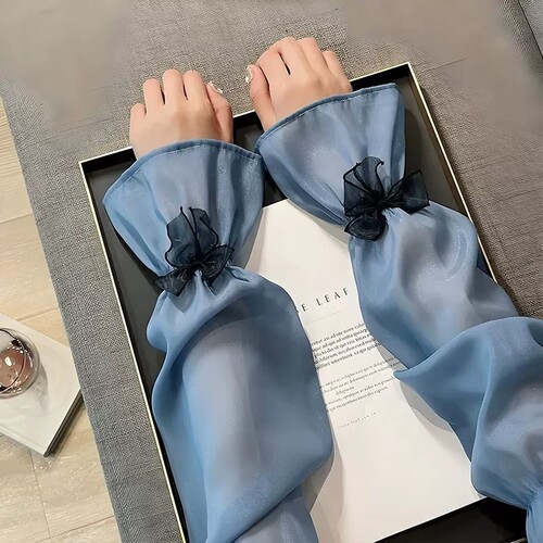 【防晒袖套】新款蝴蝶结女骑行开车户外套手袖宽松遮阳薄款夏季居