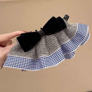 韩系秋冬丝绒蝴蝶结裙摆香蕉夹发夹女后脑勺半扎发扭扭发卡抓夹