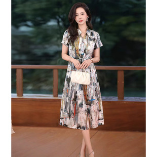 女款真丝桑蚕丝连衣裙衣服女中年妈妈显年轻夏装夏裙子轻奢高级感