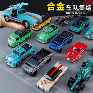 小孩玩具炫彩合金车模真回力小汽车巴士幼儿园儿童国庆礼物摆摊
