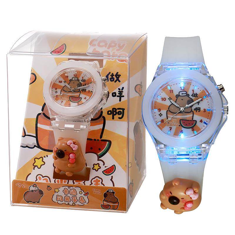 外贸爆款夜光发光公仔卡通卡皮巴拉手表硅胶中小学生儿童手表,手表,国产腕表,淘宝优惠券,粉丝福利购,淘宝优惠卷